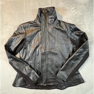 Skin Hub Soft Lambskin Moto Jacket XL Black Asymmetrical Zip Minimalist ChicEdgy